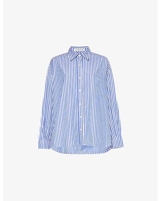 Frankie Shop Blue Georgia Striped Cotton-blend Shirt