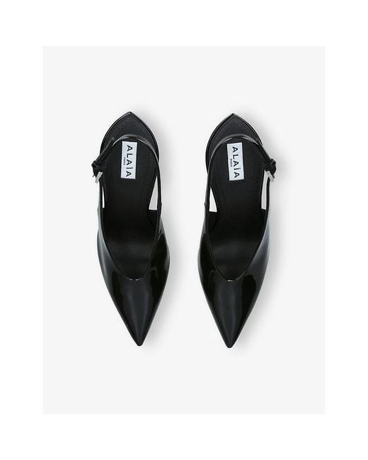 Alaïa Black Clog 120 Wedge Patent-Leather Slingback Pumps