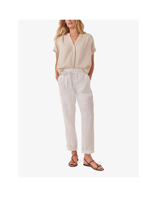 The White Company White The Company Belted-waist Tapered-leg Linen Trousers