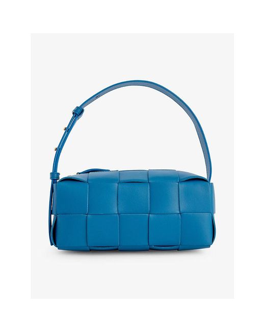 Bottega Veneta Blue Brick Cassette Intrecciato Leather Shoulder Bag