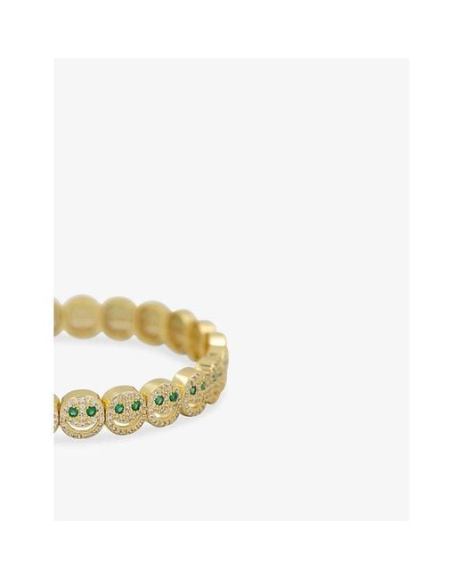 Lisa Gozlan Metallic The Pavé The Happy Face 18Ct Plated Brass And Cubic Zirconia Bracelet