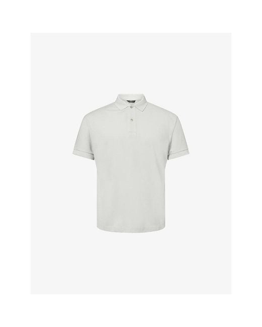 7 For All Mankind White Short-Sleeve Cotton-Blend Polo Top for men