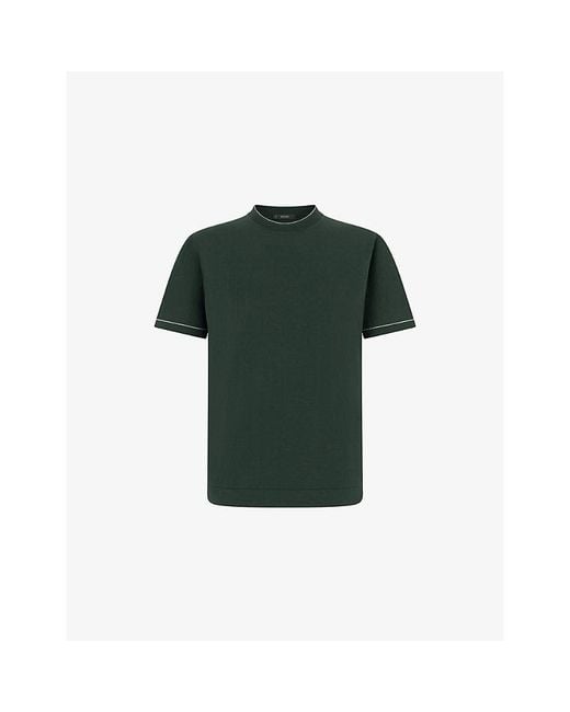 Boggi Green Crew-Neck Cotton Crêpe Knit T-Shirt for men