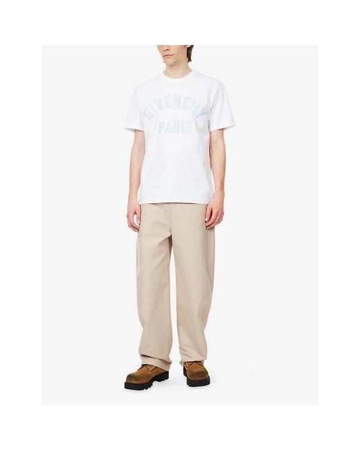 Givenchy White Appliqué Logo-Text Cotton T-Shirt for men