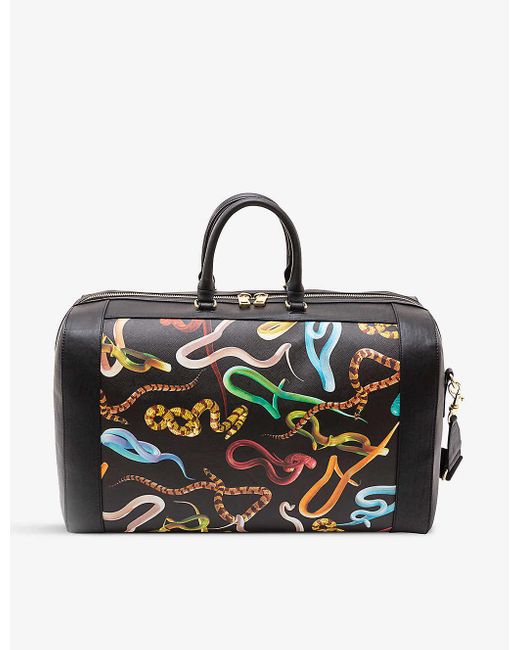 Seletti Black Wears Toiletpaper Snakes Faux-leather Travel Bag