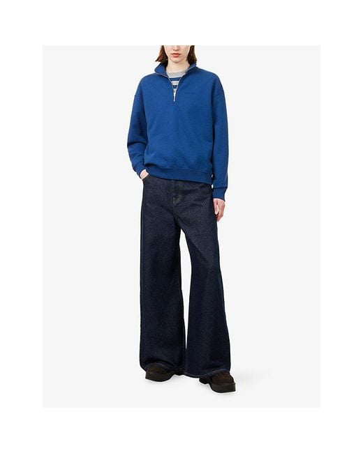 Canada Goose Blue Wander Quarter-Zip Cotton-Jersey Sweatshirt