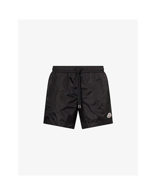 Moncler Black Brand-Badge Swim Shorts for men