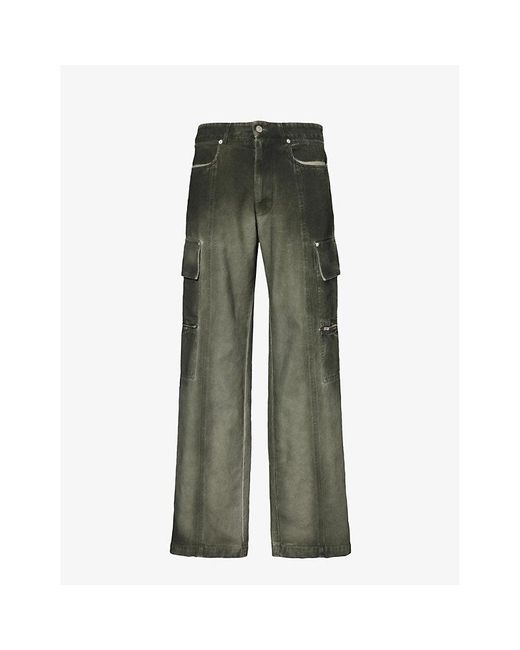 1017 ALYX 9SM Green Overdyed Relaxed-fit Cotton-canvas Trousers for men