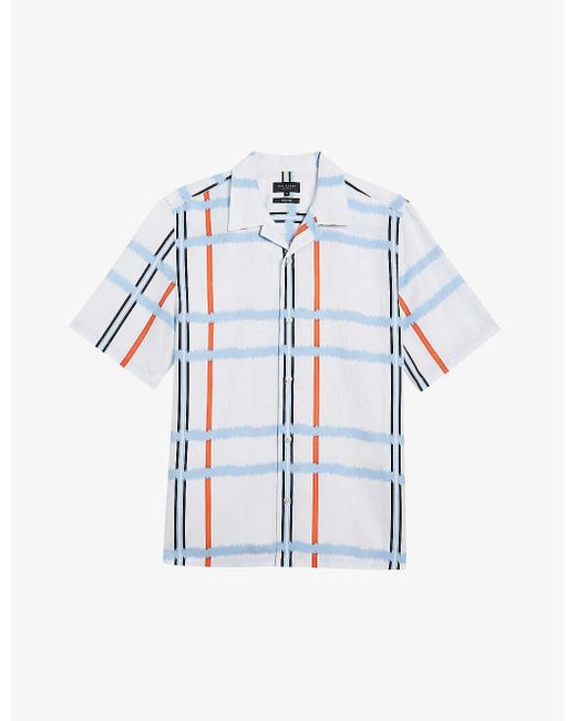 Ted Baker Blue Gardon Check-print Woven-blend Shirt for men