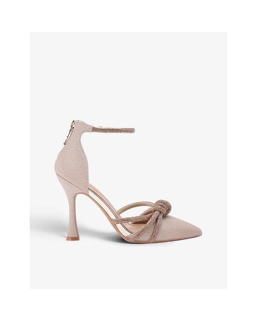 KG by Kurt Geiger White Ava Knot-Embellished Faux-Leather Heeled Sandals