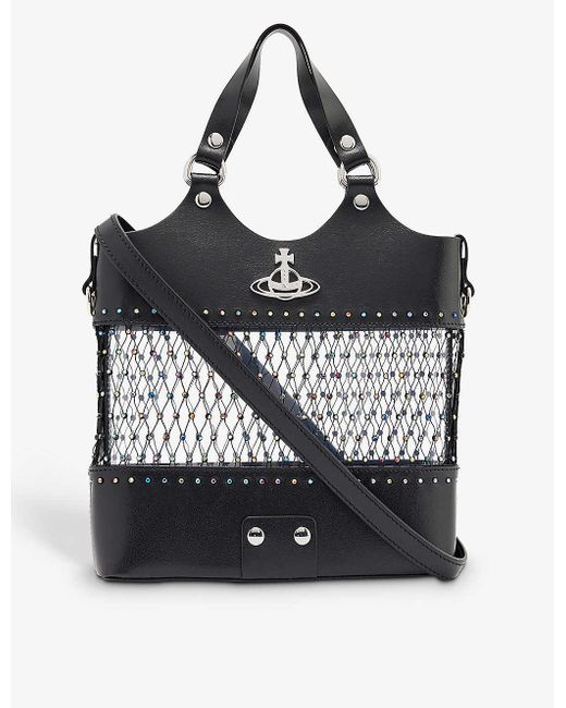 Vivienne Westwood Roxy Diamante Meshembellished Leather Crossbody Bag