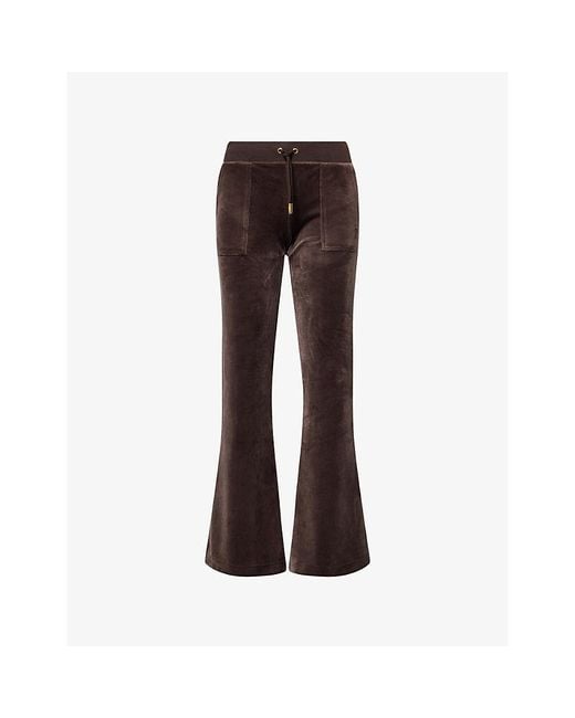 Juicy Couture Brown Layla Patch-Pocket Velour Jogging Bottoms
