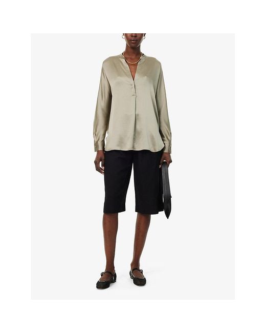 Vince Natural V-neck Relaxed-fit Silk Blouse