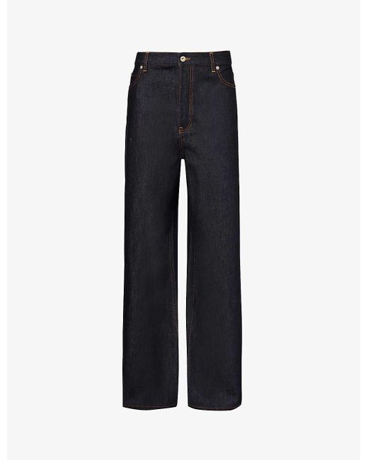 Loewe Blue Brand-patch Mid-rise Wide-leg Jeans for men