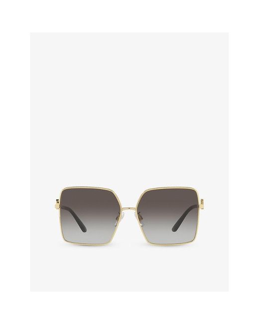 Dolce & Gabbana Gray Dg2279 Square-frame Metal Sunglasses