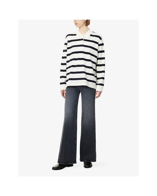 Mother Blue The Hustler Roller Sneak Flared Cotton Denim Jeans