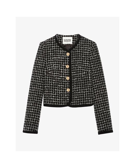 Claudie Pierlot Vandabis Check-pattern Regular-fit Woven Blazer in Black |  Lyst