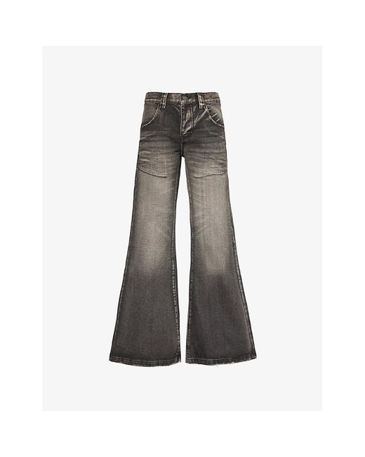 Jaded London Gray Blaze Faded-Wash Flared-Leg Denim Jeans for men