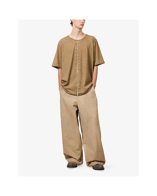 Uma Wang Natural Seam-Detail Relaxed-Fit Stretch-Cotton T-Shirt for men