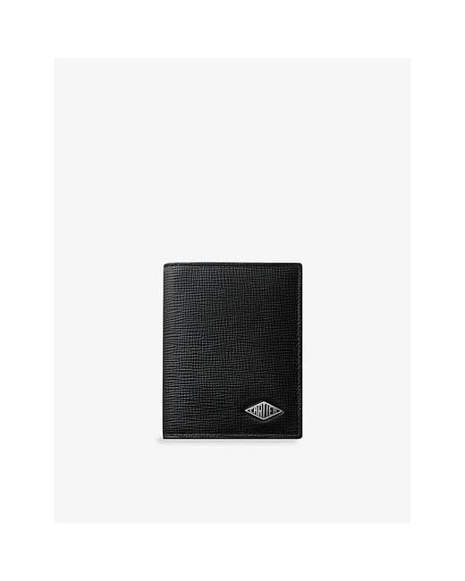 Cartier Black Losange Logo-Plaque Grained Leather And Palladium Card Holder for men