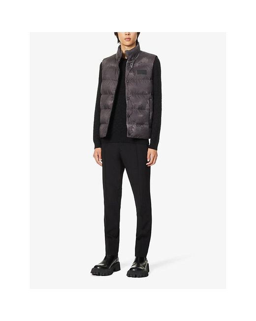 HUGO Black Brand-Patch Padded Shell Gilet for men