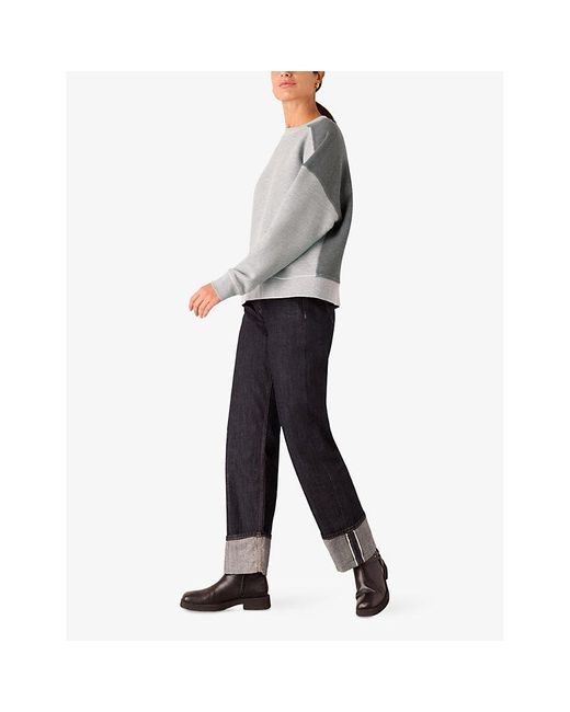 Whistles Gray Contrast-Detail Relaxed-Fit Cotton Sweatshirt