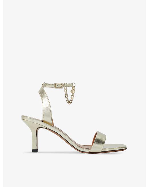 Maje White Chain-embellished Leather Heeled Sandals