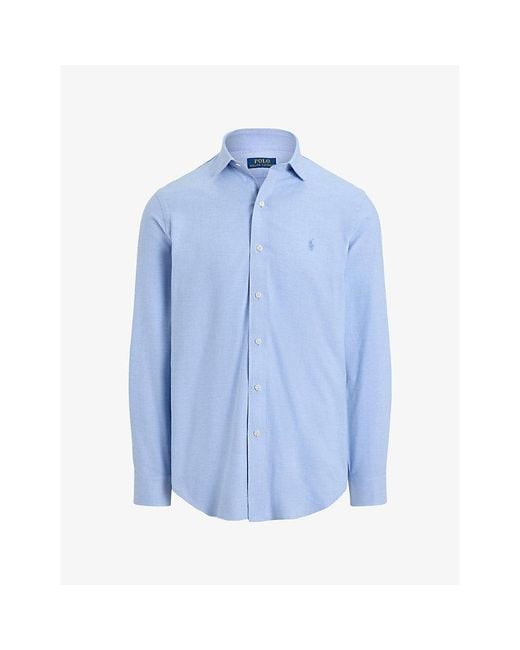 Polo Ralph Lauren Blue Logo-Embroidered Perfect-Fit Cotton-Blend Shirt for men