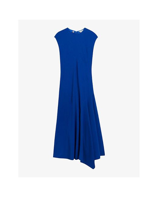 Ted Baker Blue Isparta Asymmetric-hem Woven Midi Dress
