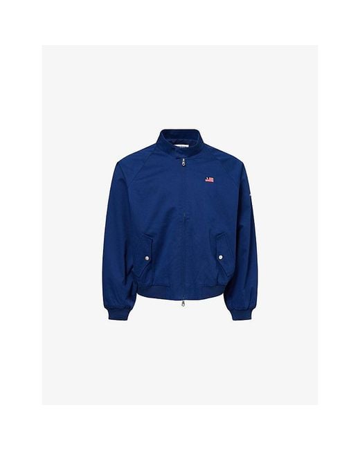 Cole Buxton Blue Rodeo Embroidered-Logo Cotton Bomber Jacket for men