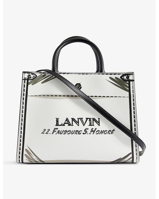 Lanvin White Sketch Leather Tote Bag