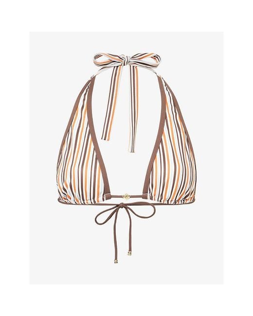 The Couture Club Pink Stripe Triangle Bikini Top
