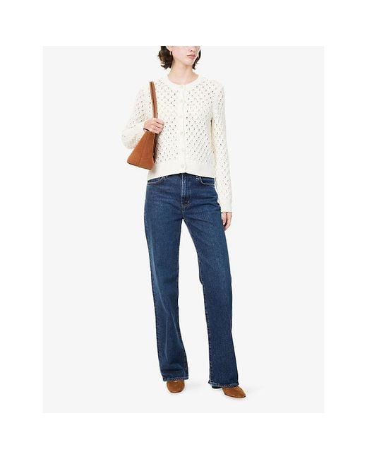 PAIGE White Colma Pointelle Cotton-Knit Cardigan