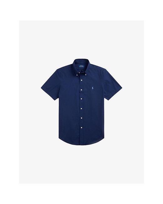 Polo Ralph Lauren Blue Logo-Embroidered Custom-Fit Stretch-Cotton Shirt for men