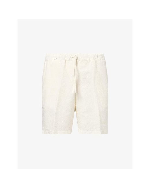 120% Lino Natural Drawstring Linen Bermuda Shorts for men