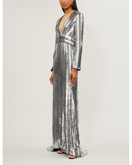 Galvan Metallic Stardust V-neck Sequinned Gown