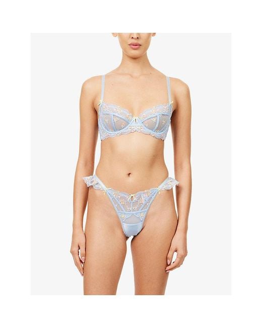 Lounge Underwear Blue Lyra Floral Lace Thong