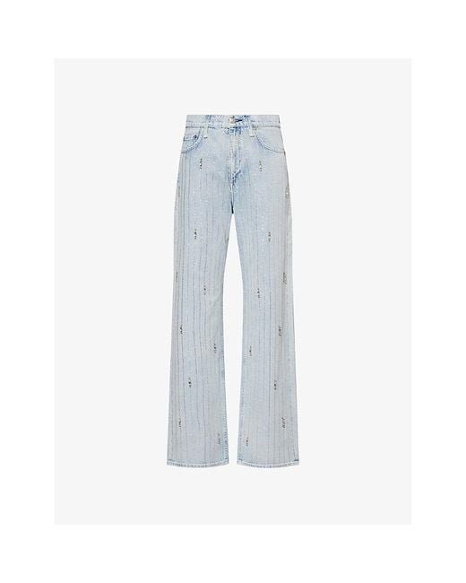 Rag & Bone Blue Reaxed-Fit Crystal-Embellished Denim Jeans