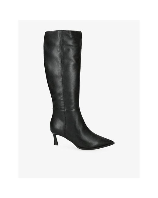 Steve Madden Black Lucid Heeled Faux-Leather Knee-High Boots