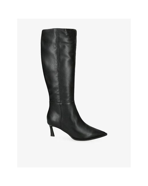 Steve Madden Black Lucid Heeled Faux-Leather Knee-High Boots