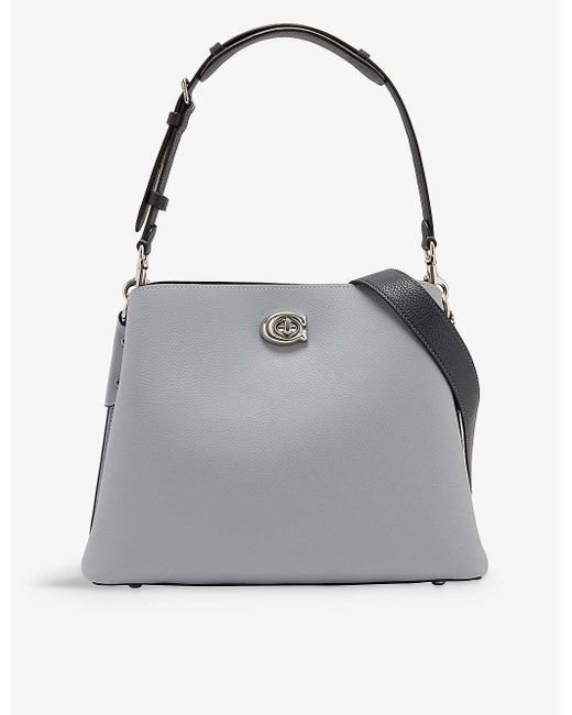 COACH Willow Leather Shoulder Bag in Grey Lyst UK