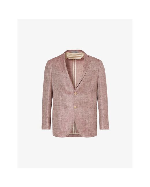 Corneliani Pink Single-breasted Welt-pocket Woven Blazer for men