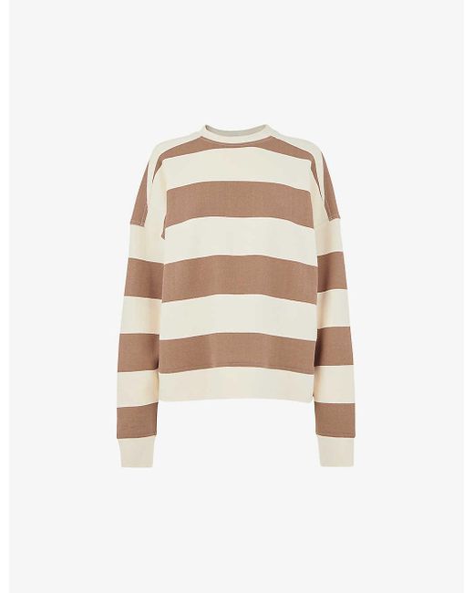 Whistles White Stripe-pattern Relaxed-fit Cotton Sweatshirt