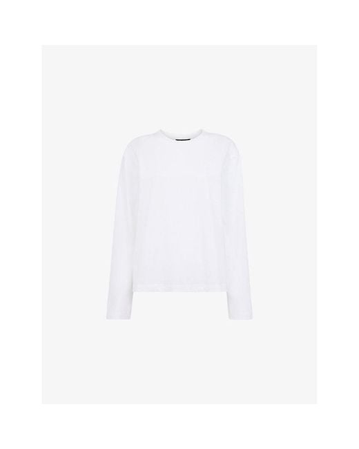 Whistles White Relaxed-Fit Long-Sleeve Cotton T-Shirt