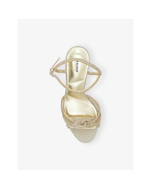 Dune White Marvelous Metallic-Woven Heeled Sandals