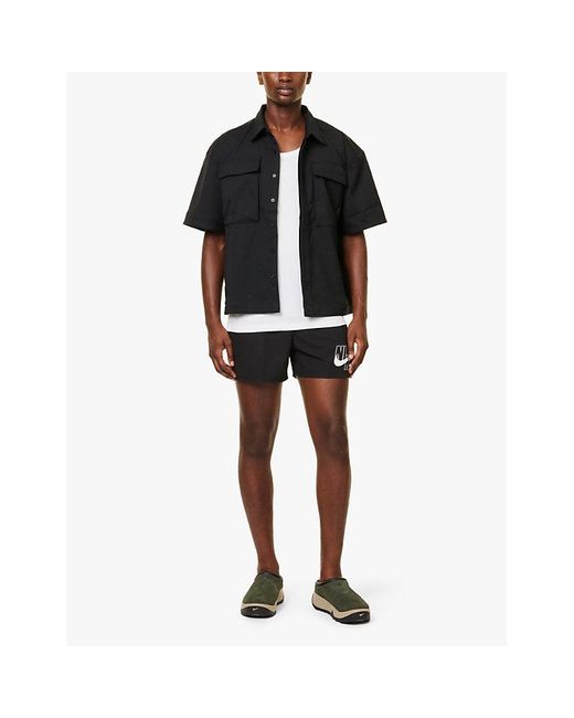 Nike Black Logo Slide 5In Volley Drawstring Swim Shorts for men