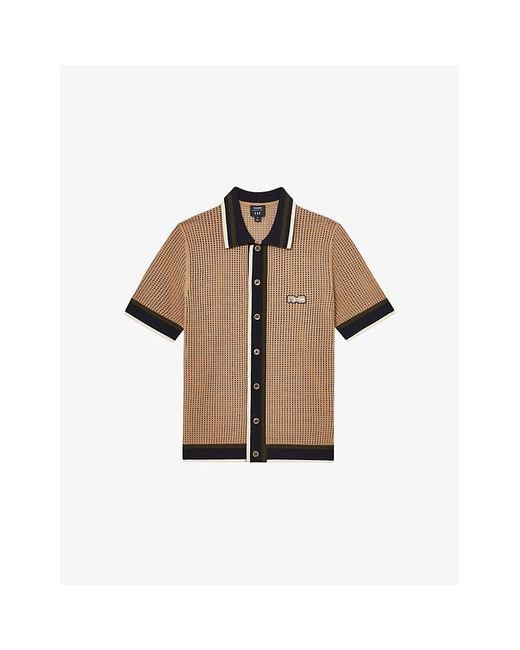 Reiss Brown X Ché Crusoe Crochet-Knit Shirt for men