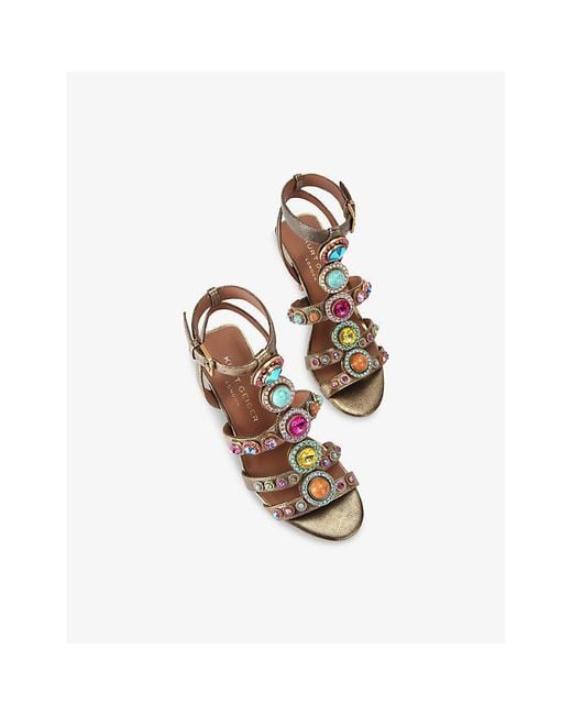 Kurt Geiger Octavia High Crystal-Embellished Metallic-Leather Heeled Sandals