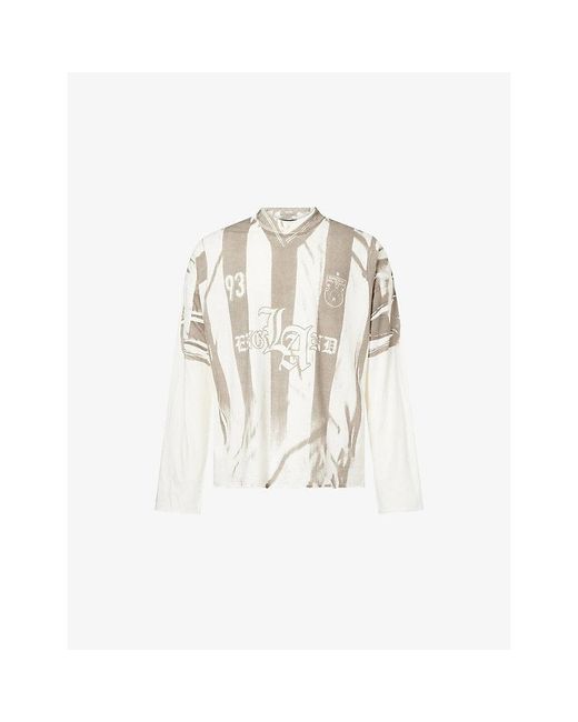 Represent White Graphic-Print Football Long-Sleeve Cotton And Hemp Top for men