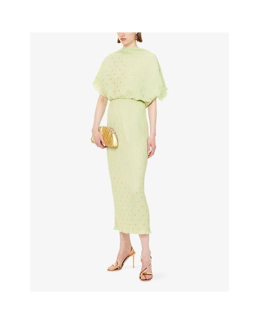 Never Fully Dressed Green Tilly Dot Pleated Midi Dress